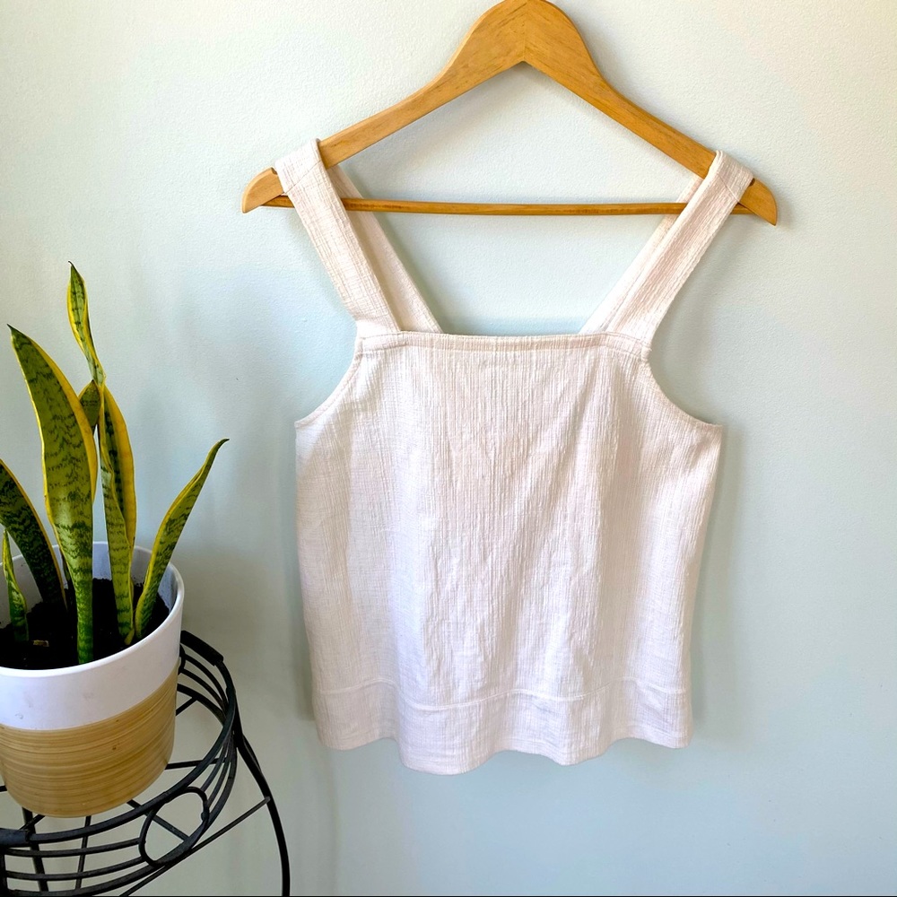 Madewell White Textured Knit Apron Tank Top